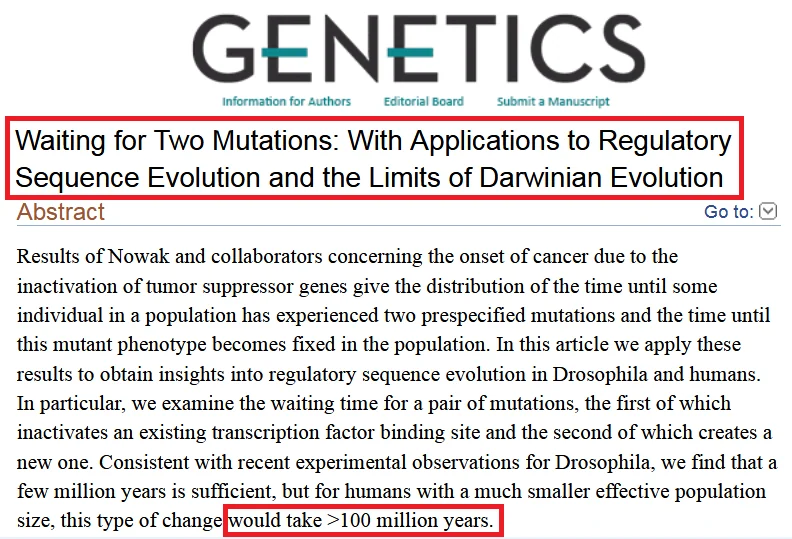 How much time, according to probability theory, would it take to fix two beneficial mutations in one generation?