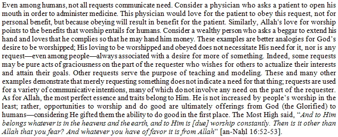 If Allāh is not in need of our worship, then why does He command us to worship Him?