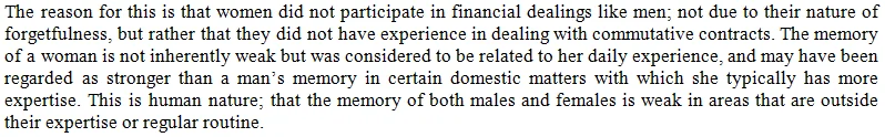 Why is a woman’s testimony considered equal to half that of a man’s in Islam?
