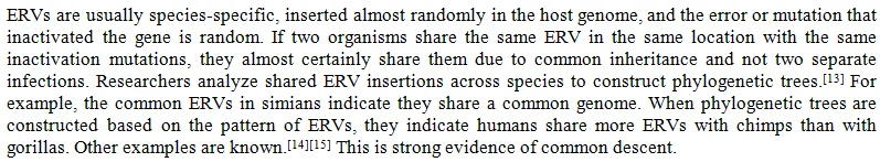 Do endogenous retroviruses (ERVs) provide evidence for common ancestry?