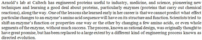 Did chemical evolution not win the 2018 Nobel Prize in Chemistry?