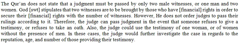 Why is a woman’s testimony considered equal to half that of a man’s in Islam?