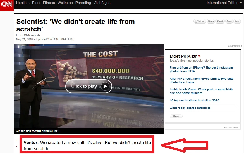 Did Craig Venter create life?